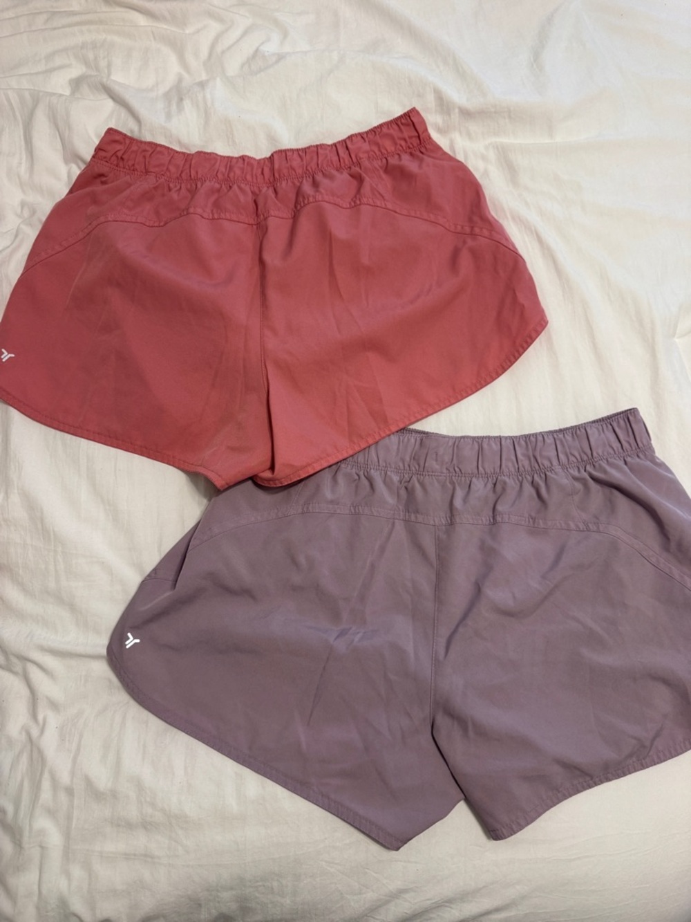 Old Navy Women’s Elastic-Waist Running Shorts in Coral and Lavender Bundle - Picture 2 of 3